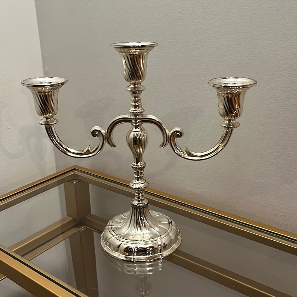 Silver Plated Three Tier Candle Holder Vintage